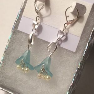 18K White Gold Plated Flower Earrings